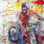 Man on Bike, 2006, oil/linen, 70x70"