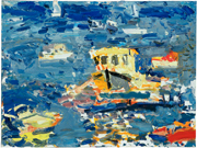 Swinging Boats, Cranberry Island, 2007, oil/linen, 20x24"