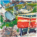 Along Lion's Den Trail, Abandoned Fishing Boat, 2008, oil/canvas, 24x24"