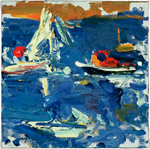 Cranberry Island, Thre Boats, 2007, oil/canvas, 12x12"