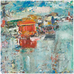 Fogo Harbor, Towards Our Lady of the Snows Church, 2008, oil/canvas, 30x30"