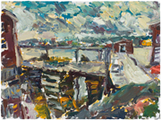 Tilting, View from Ferg Broder's Fishing Stage, 2008, oil/canvas, 18x24"