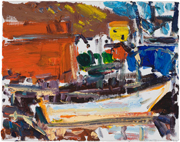 Tom's Fishing Stage, 2008, oil/board, 8x10"